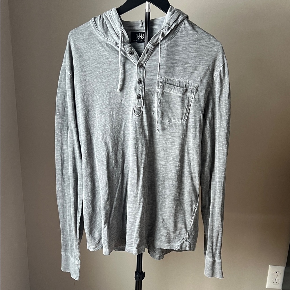 Rock & Republic Gray Henley Shirt - Size Large